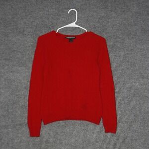 Marina Luna Sweater Womens L Red Cashmere Cable Knit Crewneck Long Sleeve